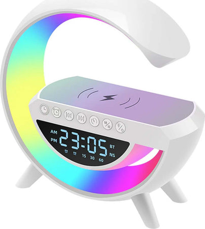 Lampada Led Caricabatteria Wireless Cassa Speaker A Forma G Con Sveglia Display Illuminazione/Illuminazione per interni/Lampade/Lampade da tavolo e abat Trade Shop italia - Napoli, Commerciovirtuoso.it
