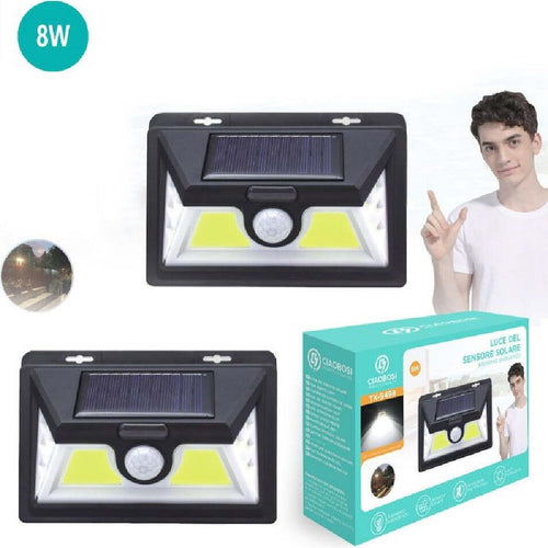 Lampada Led Cob Luce Ricarica Solare Applique Parete Sensore Movimento Tx-9498 Illuminazione/Illuminazione per esterni/Lampade da parete Trade Shop italia - Napoli, Commerciovirtuoso.it