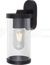 Lampada-LED-da-Giardino-Cilindrica-con-Portalampada-E27-con-Corpo-Nero-Copertura-Trasparente-IP44