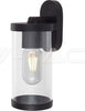 Lampada-LED-da-Giardino-Cilindrica-con-Portalampada-E27-con-Corpo-Nero-Copertura-Trasparente-IP44