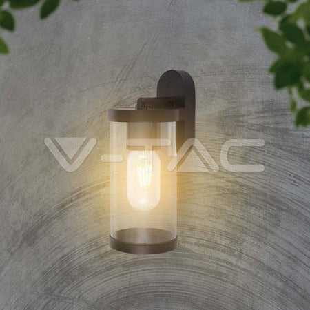 Lampada-LED-da-Giardino-Cilindrica-con-Portalampada-E27-con-Corpo-Nero-Copertura-Trasparente-IP44
