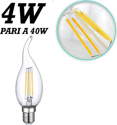 LAMPADA LED LAMPADINA 4W E14 BIANCO FREDDO FIAMMA COLPO DI VENTO FILAMENTO Illuminazione/Lampadine/Lampadine a LED Trade Shop italia - Napoli, Commerciovirtuoso.it