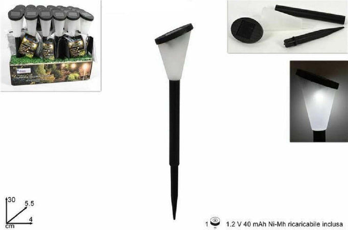Lampada Luce Ricarica Solare Giardino Esterni Led Torcia 30cm Luce Calda Fredda Articoli da Giardino > Illuminazione da esterno > Lampade per esterno Trade Shop italia - Napoli, Commerciovirtuoso.it
