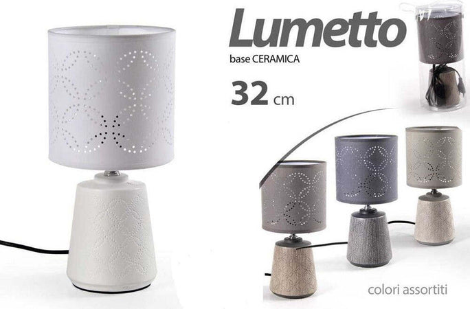 Lampada Lumetto Abat-jour 32 Cm Da Tavolo Base In Ceramica Vari Colori 772962 Illuminazione/Illuminazione per interni/Lampade/Lampade da tavolo e abat-jour Trade Shop italia - Napoli, Commerciovirtuoso.it