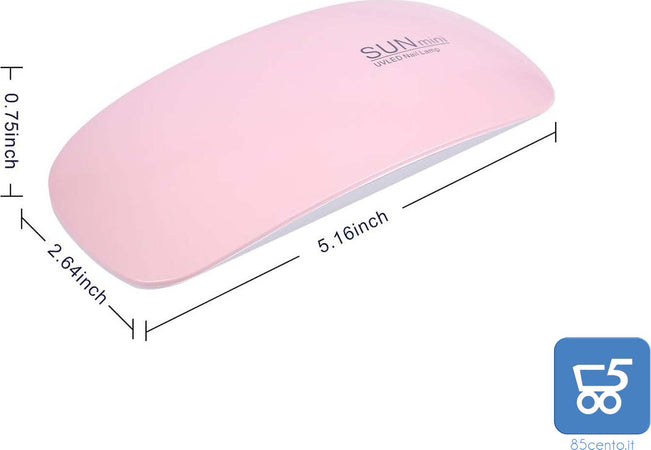 Lampada per Unghie per Smalto Gel SUN Mini 6W UV LED Professionale USB Nail art durata 50000h Memoria e Funzione tim Portatile