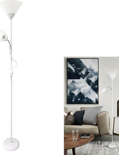 Lampada-Piantana-Da-Terra-2-Porta-Lampadina-E27-Interruttore-On-Off-Bianca-Universo