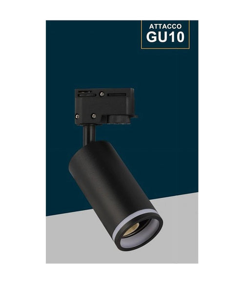 Lampada Portafaretto Cilindrico Per Binario Monofase Orientabile Attacco Gu10 194c