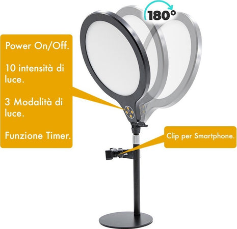 Lampada Professionale Con Supporto Per Cellulare Selfie Fotografie Video Q-t136 Elettronica/Foto e videocamere/Flash/Flash Macro Ring Light Trade Shop italia - Napoli, Commerciovirtuoso.it