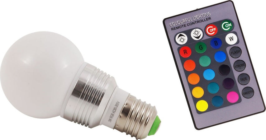 LAMPADA RGB LED 220V E27 FARETTO SPOT LIGHT 3 W WATT CON TELECOMANDO LAMPADINA Illuminazione/Lampadine/Lampadine a LED Trade Shop italia - Napoli, Commerciovirtuoso.it