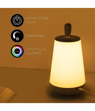 Lampada Ricaricabile Portatile Led Rgb Bambini Relax Notturna Touch Dimmerabile 3w