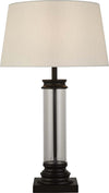 Lampada-Scrivania-Contemporanea-Pedestal-Acciaio-Nero-Vetro-Bianco-1-Luce-E27