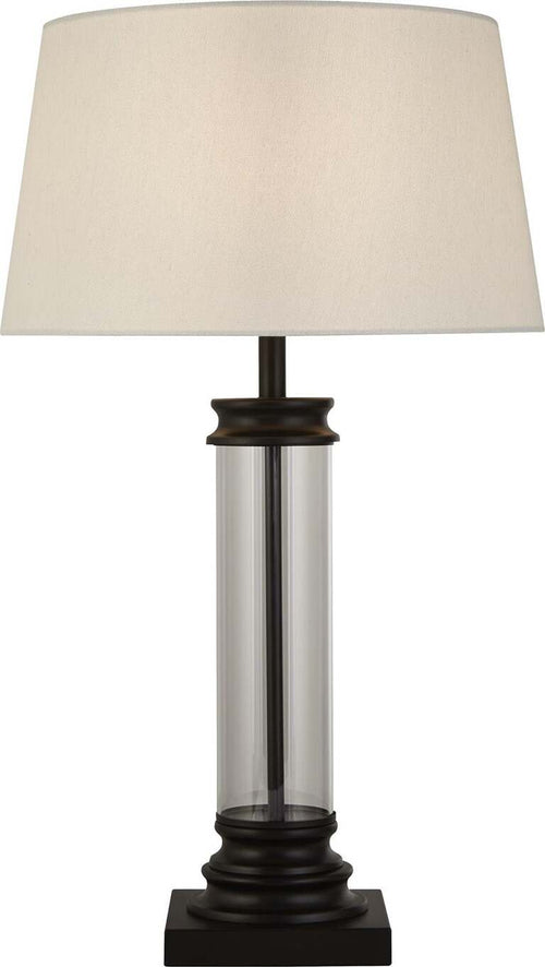 Lampada-Scrivania-Contemporanea-Pedestal-Acciaio-Nero-Vetro-Bianco-1-Luce-E27