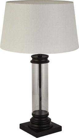 Lampada-Scrivania-Contemporanea-Pedestal-Acciaio-Nero-Vetro-Bianco-1-Luce-E27