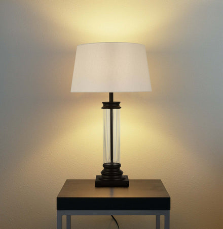 Lampada-Scrivania-Contemporanea-Pedestal-Acciaio-Nero-Vetro-Bianco-1-Luce-E27