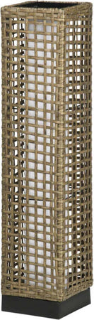 Lampada-Solare-da-Giardino-con-Pannello-di-Ricarica,-in-Acciaio-e-Rattan,-15.5x15.5x69-cm,-Nero-e-Marrone-XD6867-130V01SDXD6
