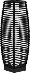 Lampada-Solare-da-Giardino-con-Pannello-di-Ricarica,-in-Acciaio-e-Rattan,-20x20x68-cm,-Nero-XM6867-154V00BKXM6