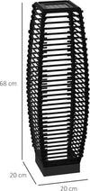 Lampada-Solare-da-Giardino-con-Pannello-di-Ricarica,-in-Acciaio-e-Rattan,-20x20x68-cm,-Nero-XM6867-154V00BKXM6