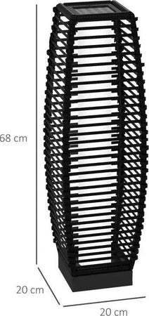 Lampada-Solare-da-Giardino-con-Pannello-di-Ricarica,-in-Acciaio-e-Rattan,-20x20x68-cm,-Nero-XM6867-154V00BKXM6