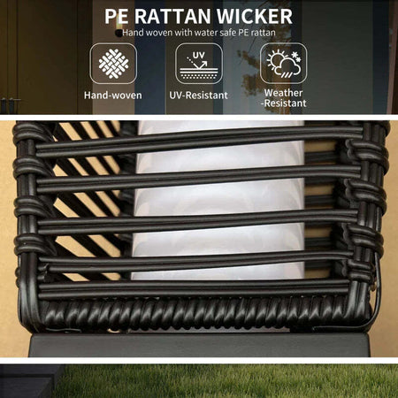 Lampada-Solare-da-Giardino-con-Pannello-di-Ricarica,-in-Acciaio-e-Rattan,-20x20x68-cm,-Nero-XM6867-154V00BKXM6