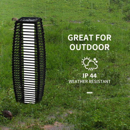 Lampada-Solare-da-Giardino-con-Pannello-di-Ricarica,-in-Acciaio-e-Rattan,-20x20x68-cm,-Nero-XM6867-154V00BKXM6