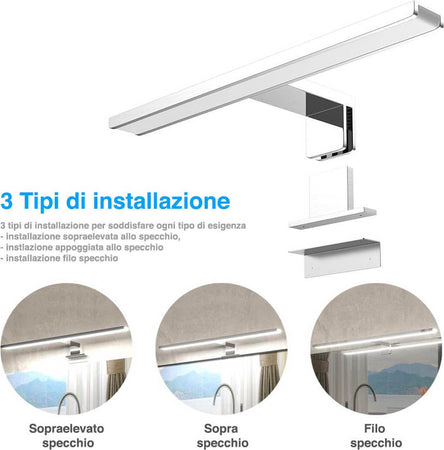 Lampada-Specchio-Bagno-Applique-Parete-30cm-Luce-LED-6W-6500K-480lm-in-Alluminio