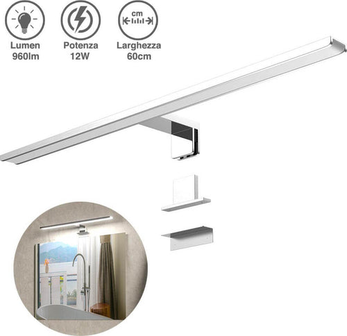 Lampada-Specchio-Bagno-Applique-Parete-60cm-Luce-LED-12W-6500K-960lm-Alluminio
