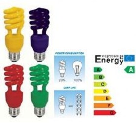 LAMPADA SPIRALE E14/E27 FLOURESCENTE COMPATTA COLORATA