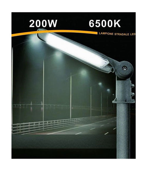 Lampada Stradale Inclinabile Led Lampione Faro Esterno 200watt Luce 6500k Lp-200