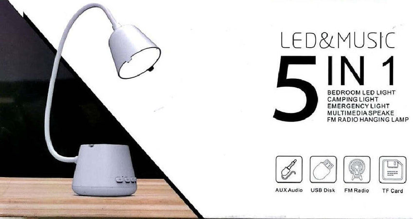 Lampada Tavolo Led Musica 5in1 Multifunzionale Pieghevole Ricaricabile Usb Q-47 Illuminazione/Illuminazione per interni/Lampade/Lampade da lavoro Trade Shop italia - Napoli, Commerciovirtuoso.it