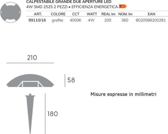 Lampada-terra-moderna-Sovil-illuminazione-UPPER-99110-16-LED-alluminio-segnapasso-calpestabile