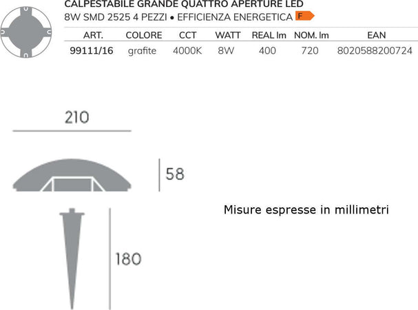 Lampada-terra-moderna-Sovil-illuminazione-UPPER-99111-16-LED-alluminio-segnapasso-calpestabile