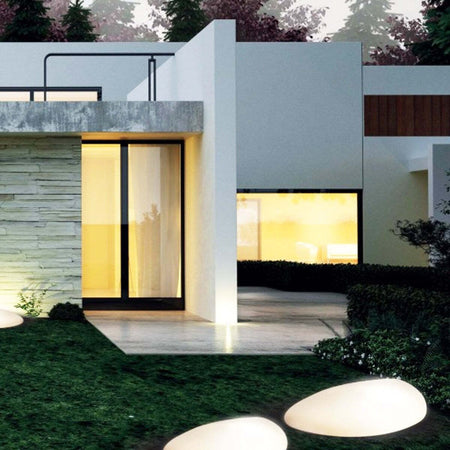 Lampada-terra-PAN-International-STONE-EST510-EST511-E27-LED-termoplastico-bianco