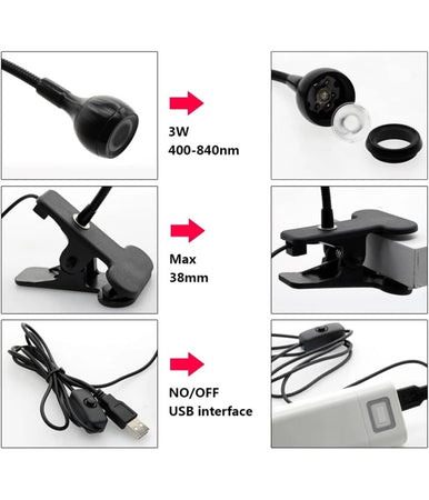 Lampada Unghie Uv 3w Led Usb Testa Regolabile Gel Colla Uv Professionale Manicure