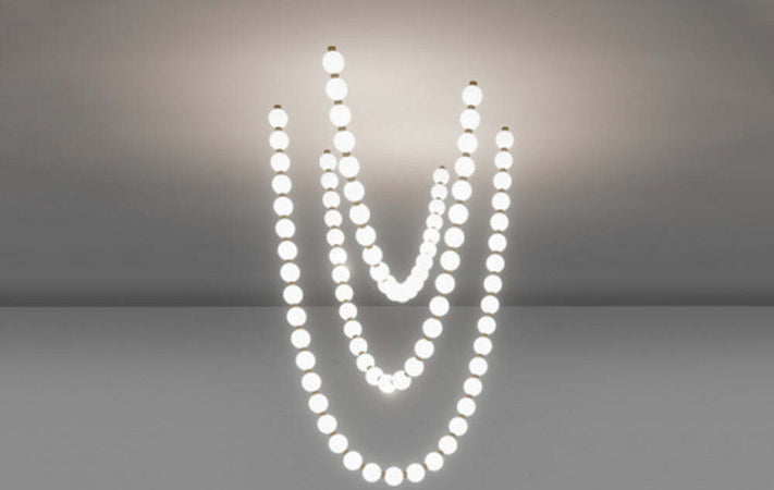 Lampadari-E-Sospensioni-Contemporaneo-Perla-Sfere-Vetro-Opaco-Oro-Led-264W
