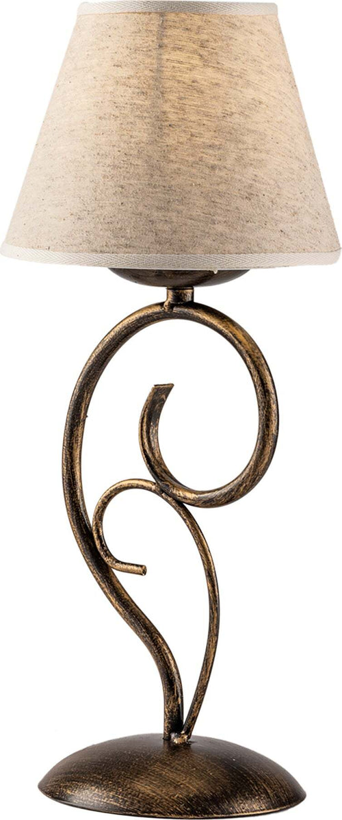 Lampadario-1-Luce-Vienna-Ferro-Marrone-E-Oro-Con-Paralume-In-Pvc