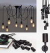 Lampadario-12-Pendenti-Lampada-Ragno-Nero-A-Soffitto-Sospensione-Luce-Portalampada-E27