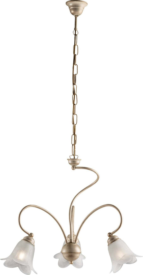 Lampadario-3-Luci-Alice-Ferro-Battuto-Avorio-E-Oro-Vetro-Bianco