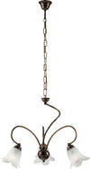 Lampadario-3-Luci-Alice-Ferro-Battuto-Marrone-E-Oro-Vetro-Bianco