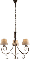 Lampadario-3-Luci-Vienna-Ferro-Marrone-E-Oro-Con-Paralumi-In-Pvc