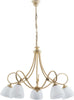 Lampadario-5-Luci-Dallas-Ferro-Battuto-Avorio-Decapè-Vetro-Bianco