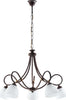 Lampadario-5-Luci-Dallas-Ferro-Battuto-Nero-E-Ruggine-Vetro-Bianco