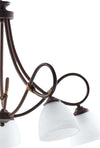 Lampadario-5-Luci-Dallas-Ferro-Battuto-Nero-E-Ruggine-Vetro-Bianco