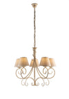 Lampadario-5-Luci-Vienna-Ferro-Avorio-E-Oro-Con-Paralumi-In-Pvc