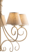 Lampadario-5-Luci-Vienna-Ferro-Avorio-E-Oro-Con-Paralumi-In-Pvc