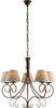 Lampadario-5-Luci-Vienna-Ferro-Marrone-E-Oro-Con-Paralumi-In-Pvc
