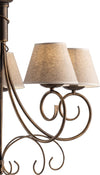 Lampadario-5-Luci-Vienna-Ferro-Marrone-E-Oro-Con-Paralumi-In-Pvc