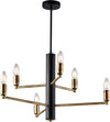 Lampadario-6-Luci-Isak-In-Ferro-Laccato-Nero-E-Ottone-Spazzolato