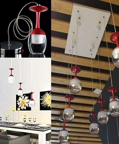 LAMPADARIO 6 PENDENTI LAMPADA CALICE ROSSO A SOFFITTO LUCE LED PENDENTE PORTALAMPADA  Trade Shop italia - Napoli, Commerciovirtuoso.it