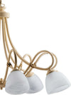 Lampadario-8-Luci-Dallas-Ferro-Battuto-Avorio-Decapè-Vetro-Bianco