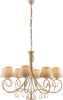 Lampadario-8-Luci-Vienna-Ferro-Avorio-E-Oro-Con-Paralumi-In-Pvc